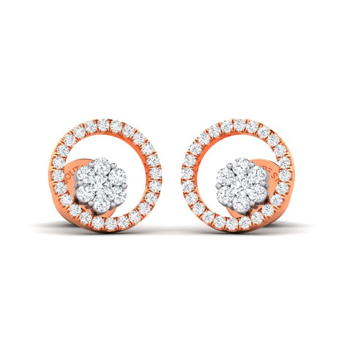 Encircled Flower Diamond Earrings