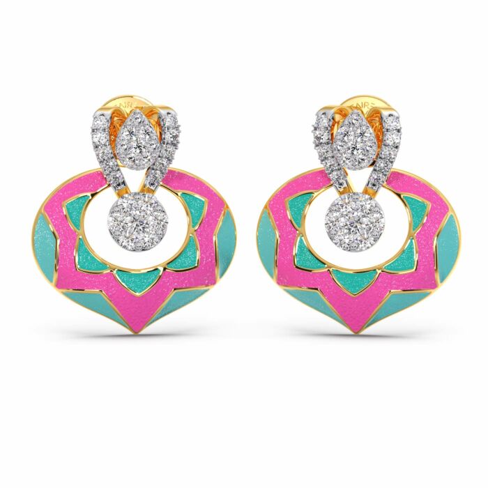 Dhanishka Enamel Diamond Earrings