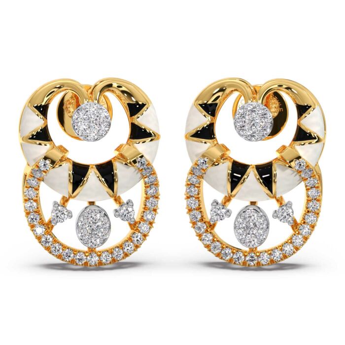 Delja Enamel Diamond Earrings