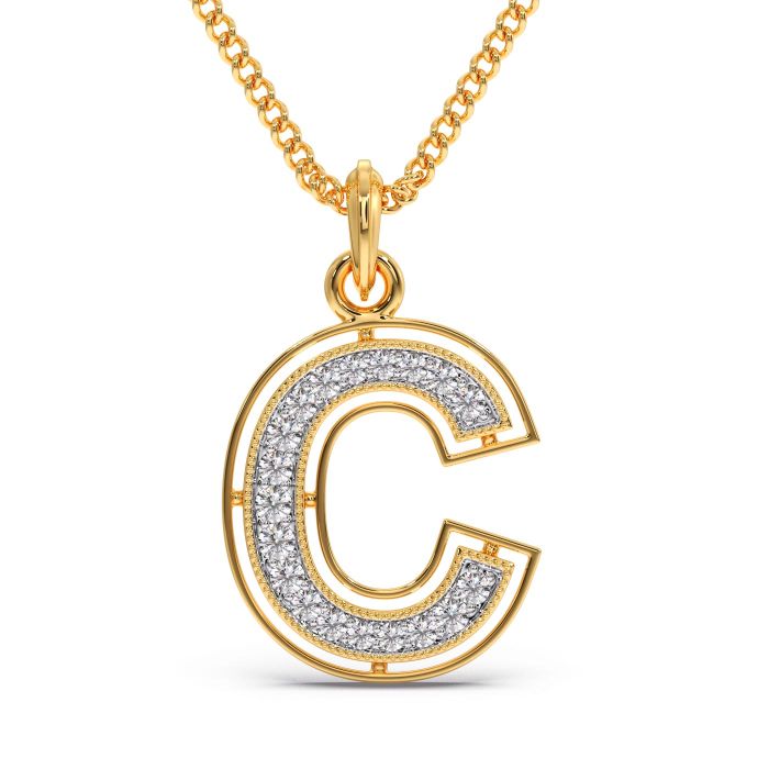 Charvi Alphabet C Diamond Pendant