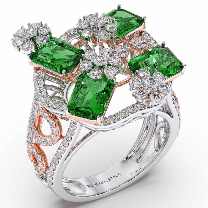 Oblong Green Cocktail Ring