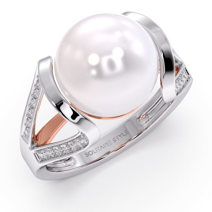 Nacre Pearl Diamond Ring