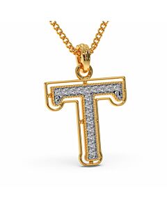 Tira Alphabet T Diamond Pendant 
